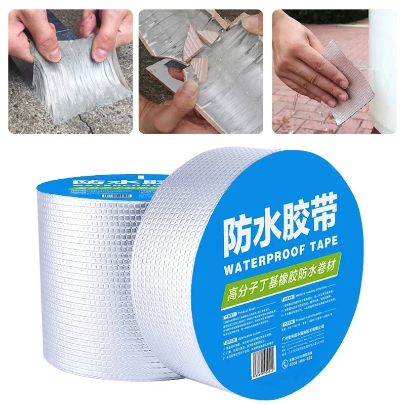 

High Temperature Resistance Waterproof Tape Aluminum Foil Thicken Butyl Tape Wall Crack Roof Duct Repair Adhesive Tape 5-10M