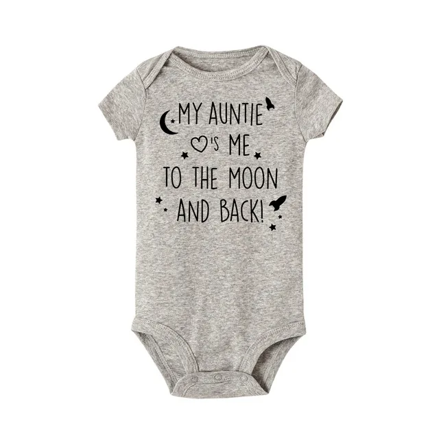Baby Boys Girls My Aunt Love Me to the Moon and Back New Sweet Romper Letter Print Short Sleeve Clothes Outfit Onesie | Мать и ребенок