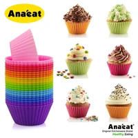 anaeat reusable silicone cake mold cup muffin cup cake tool random colors for diy