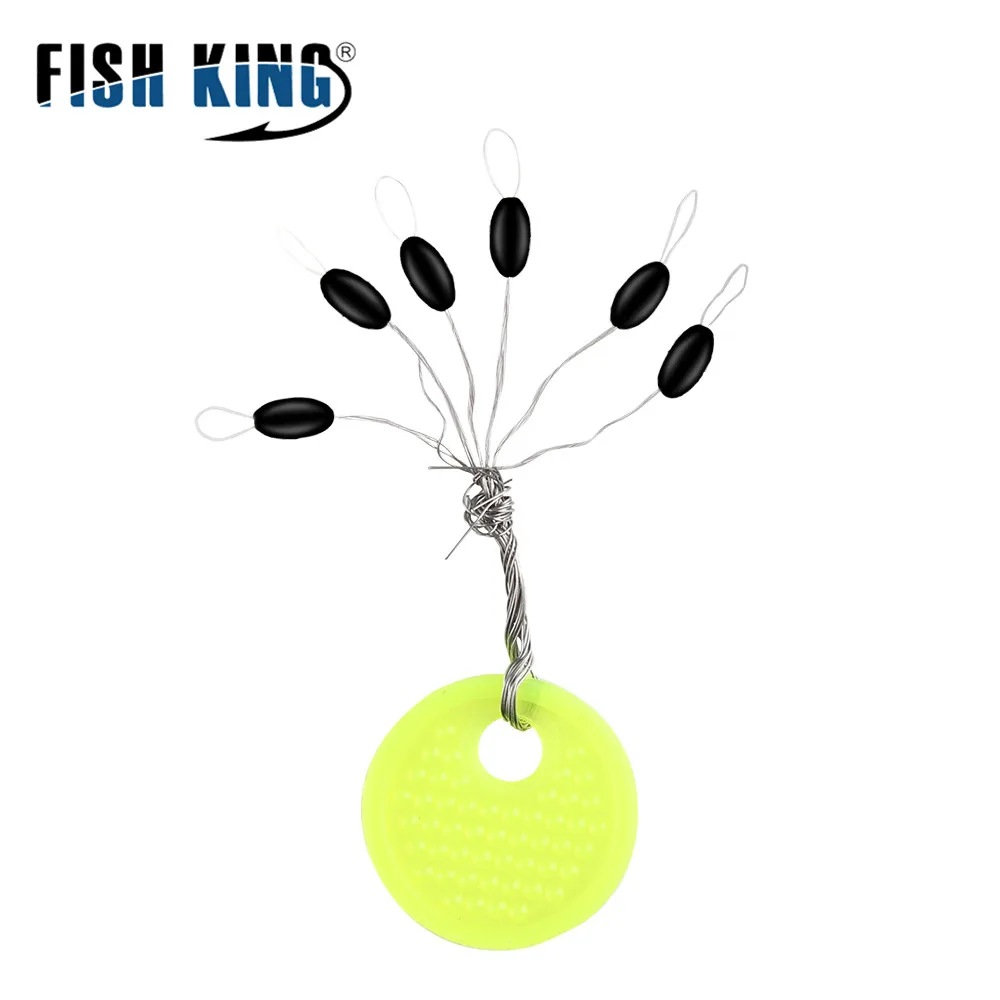 FISH KING 10 шт./лот 6 в 1 черная резиновая овальная рыболовная снасть поплавок стопор