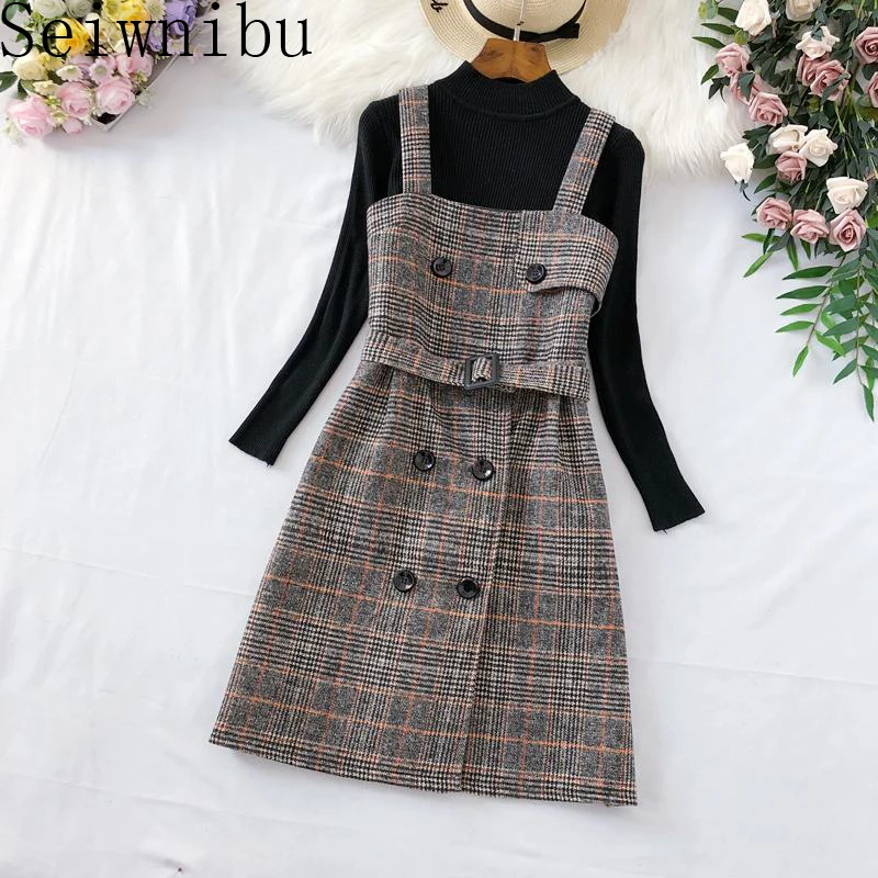 Осенне зимний новый модный уличный костюм из двух предметов свитер шерстяные