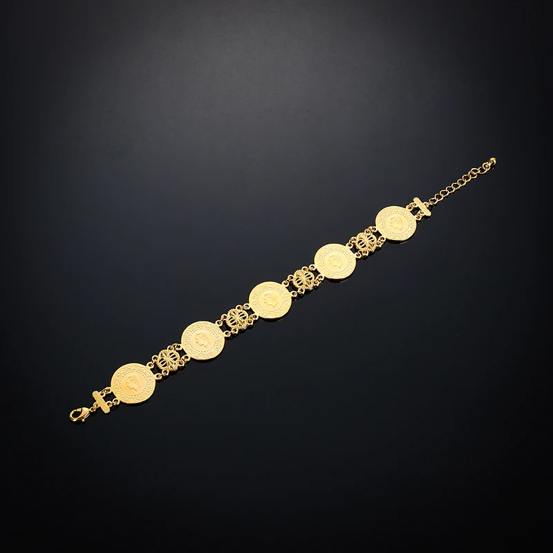 Монета браслет золото Исламская мусульманском арабском монеты Для женщин мужчин