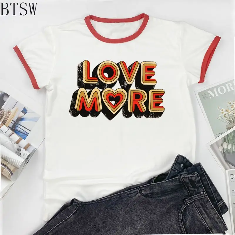 

Letter Love More Tshirt Summer New Design T Shirt Women's Short Sleeve Round Neck Funny Female Clothing Tops