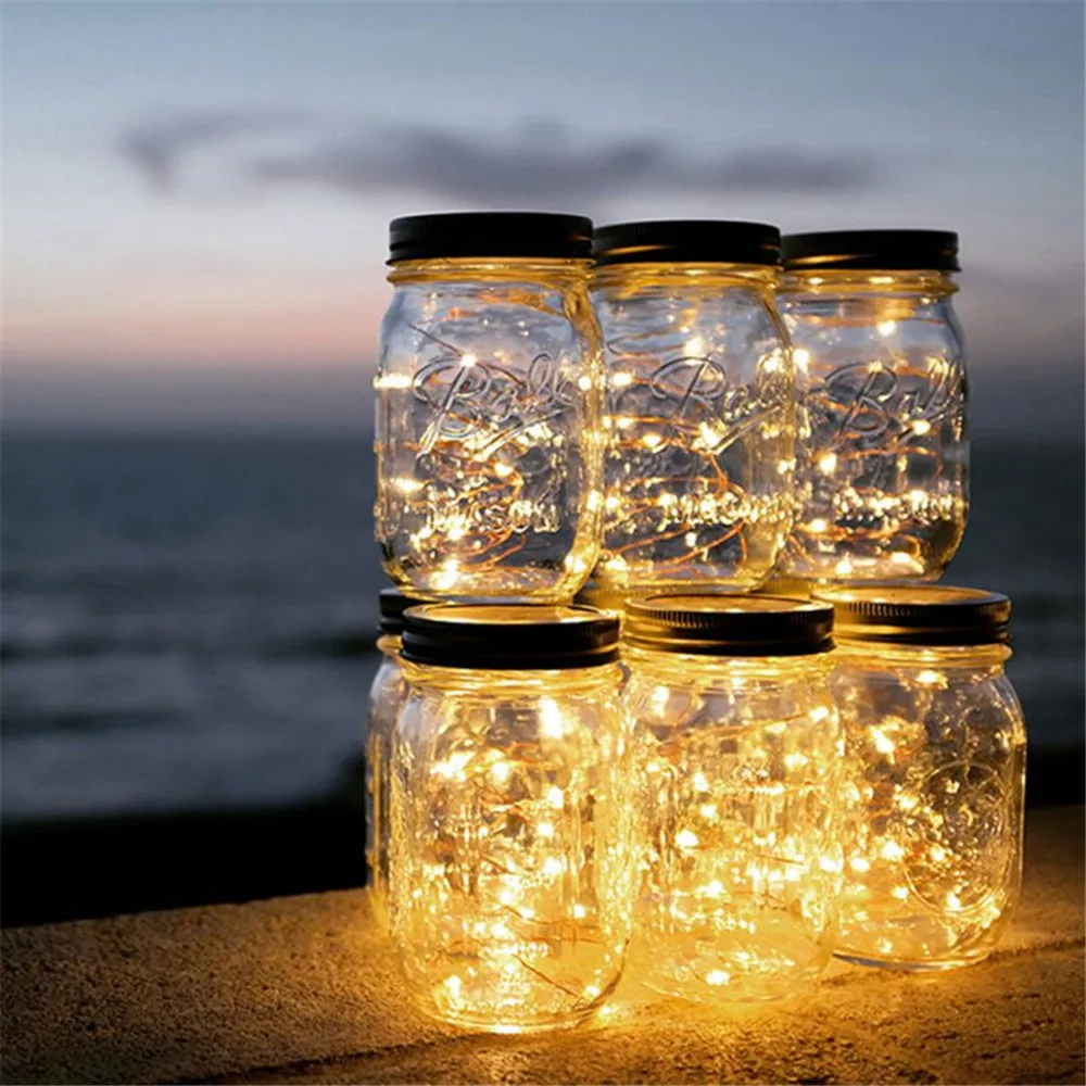 

Solar Powered Light LED Outdoor Solar Night Light Outdoors Garden Decoration Lamp Aluminum Jar Lid Lamp for Kids Gift Night Lamp