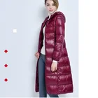 Куртка женская на 90% белом утином пуху, осенняя, ульсветильник Кая, приталенная, однотонная, с длинным рукавом, с капюшоном, ярких цветов