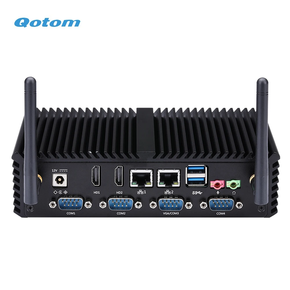 QOTOM Computer Q301P Celeron 2955U Dual Core 6 COM VGA RS485 Fanless Office/Home/Bank/Hotel PC