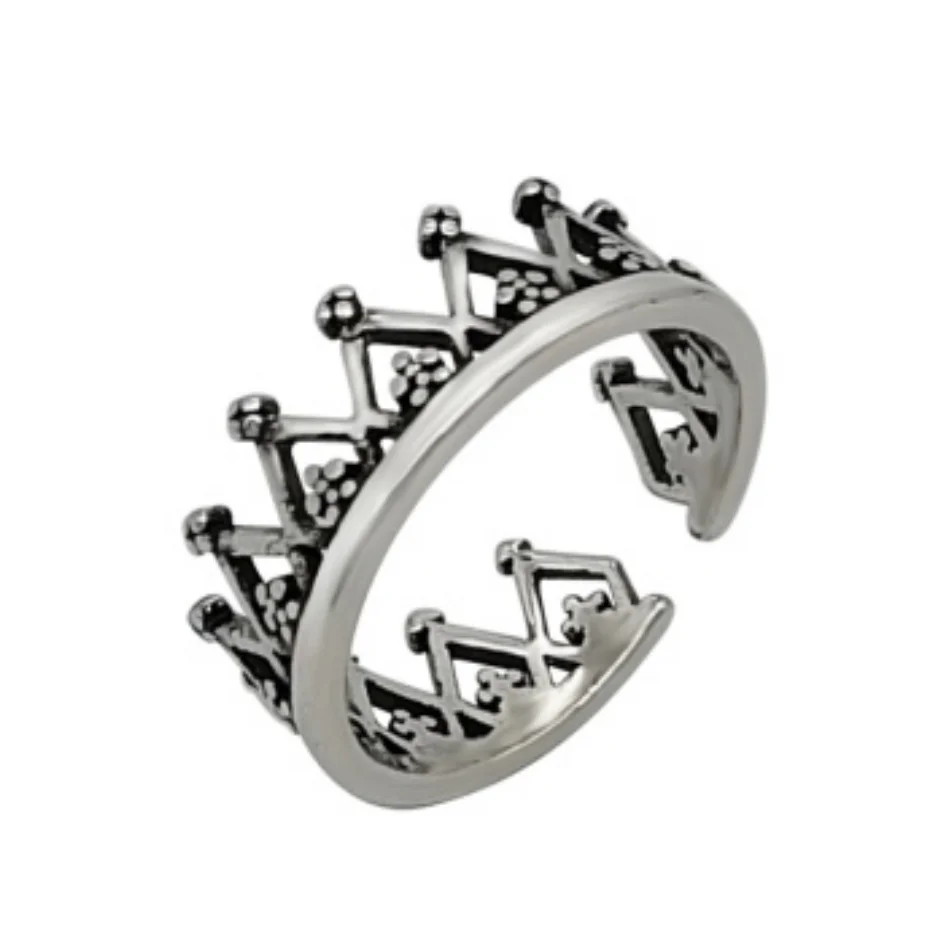 

Retro light luxury elegant crown ring female 2021 new unique temperament charm adjustable ring hand jewelry