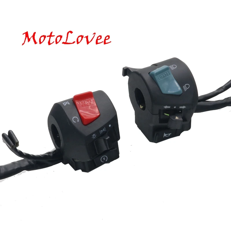 

MotoLovee 22mm Motorcycle Left Right Switches Horn Button Turn Signal Electric Fog Lamp Light Start Handlebar Controller Switch