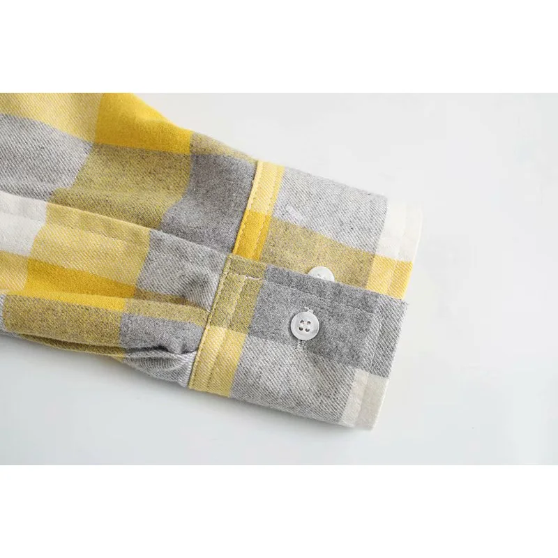 

2020 New Women Plaid Button Pockets Shirt Long Sleeves Turn-Down Collar Shirt Female Fashion Casual Women Clothes