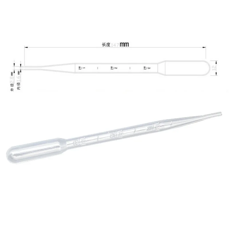 Пипетки пластиковые прозрачные мерные 3 мл 100 шт. оборудование для лабораторных