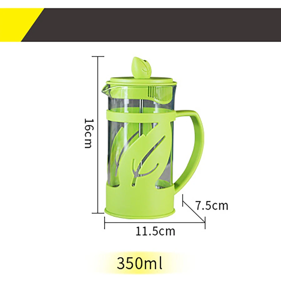 French Presses Green Plastic Handle Glass Body Stainless Steel Mesh 350ML Pots Coffee Maker Machine Extraction Tool | Дом и сад