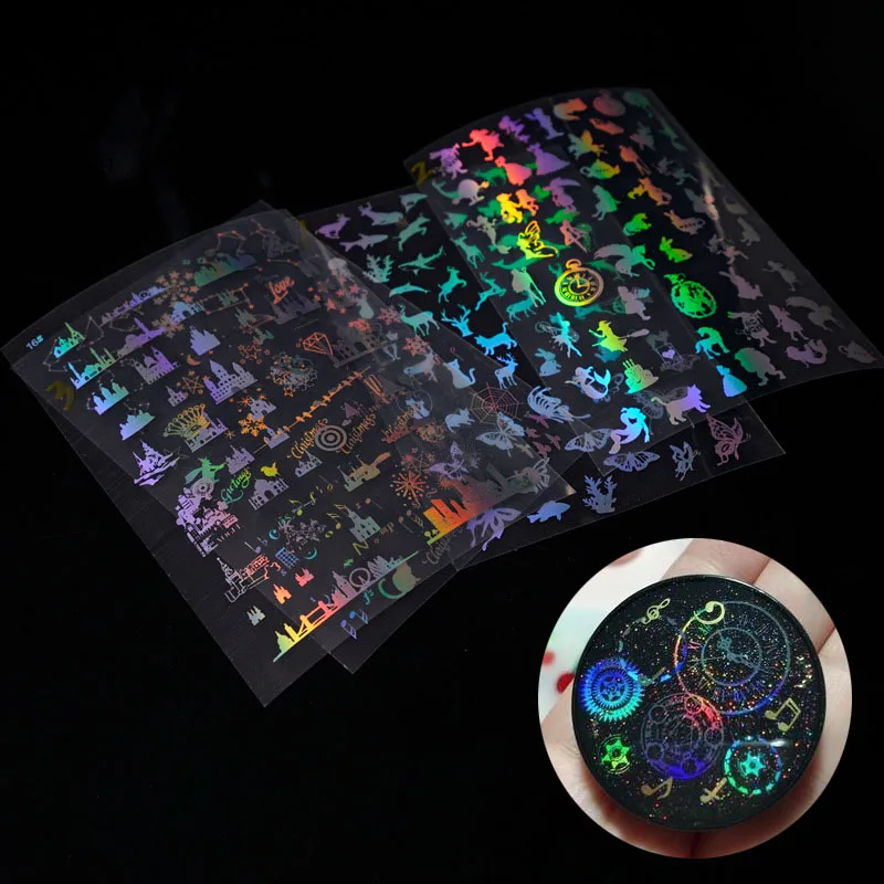 Наклейки прозрачные в виде букв Луны и кота эпоксидная смола форма из УФ-смолы