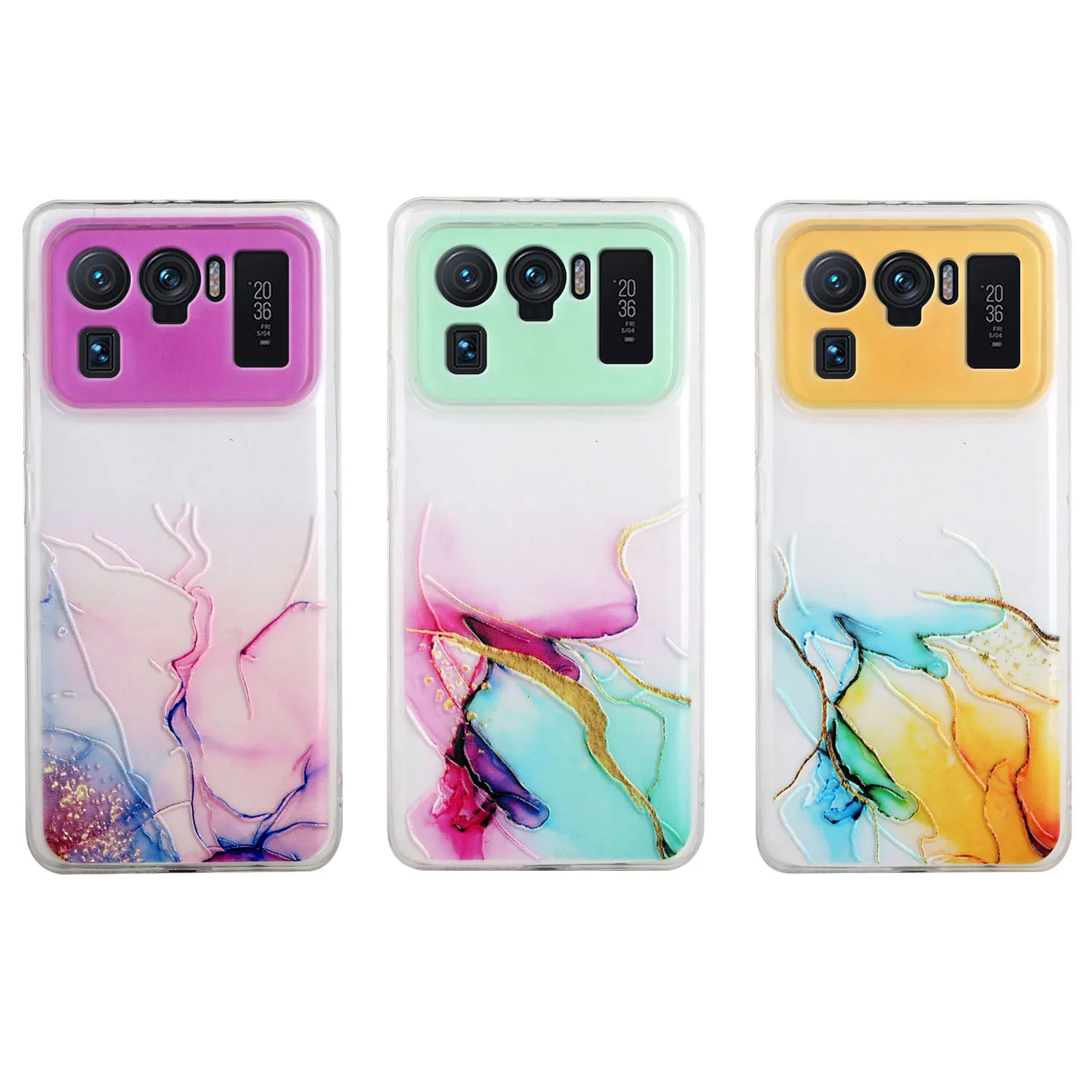 Мягкий чехол для телефона xiaomi 11 с тиснением ультрапрозрачный акварельным