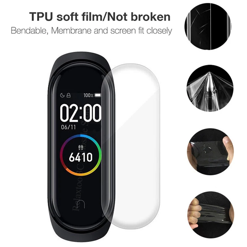 Защитная пленка для смарт браслета Xiaomi Mi Band 4 3 Гидрогелевая всего экрана не