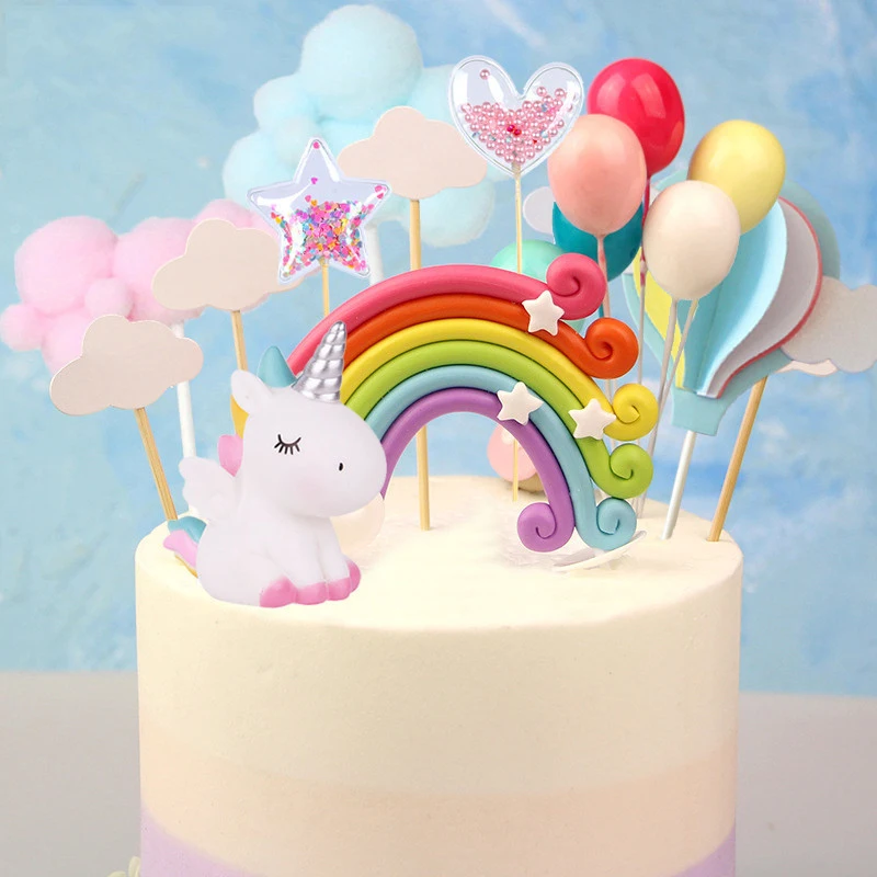 

Unicorn Cake Toppers Rainbow Cloud Cupcake Flags Kids Girl Birthday Party Decor Baby Shower Wedding Unicorn Party Decoration