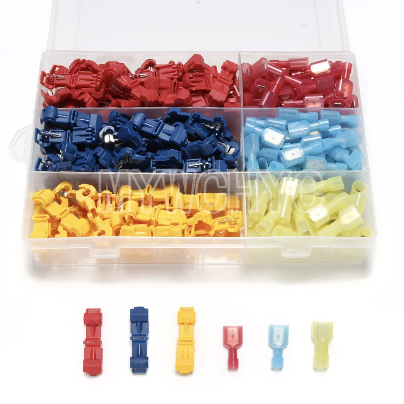 

240pcs Box Main Line Branch Clamp Set T-type Non Broken Connector Combination Fast Terminal Connection