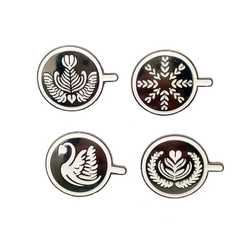

Coffee Cup Brooches For Women Latte Art Cartoon Cute Round Patterned Enamel Pin Metal Backpack Pins Badges Jewelry Gifts