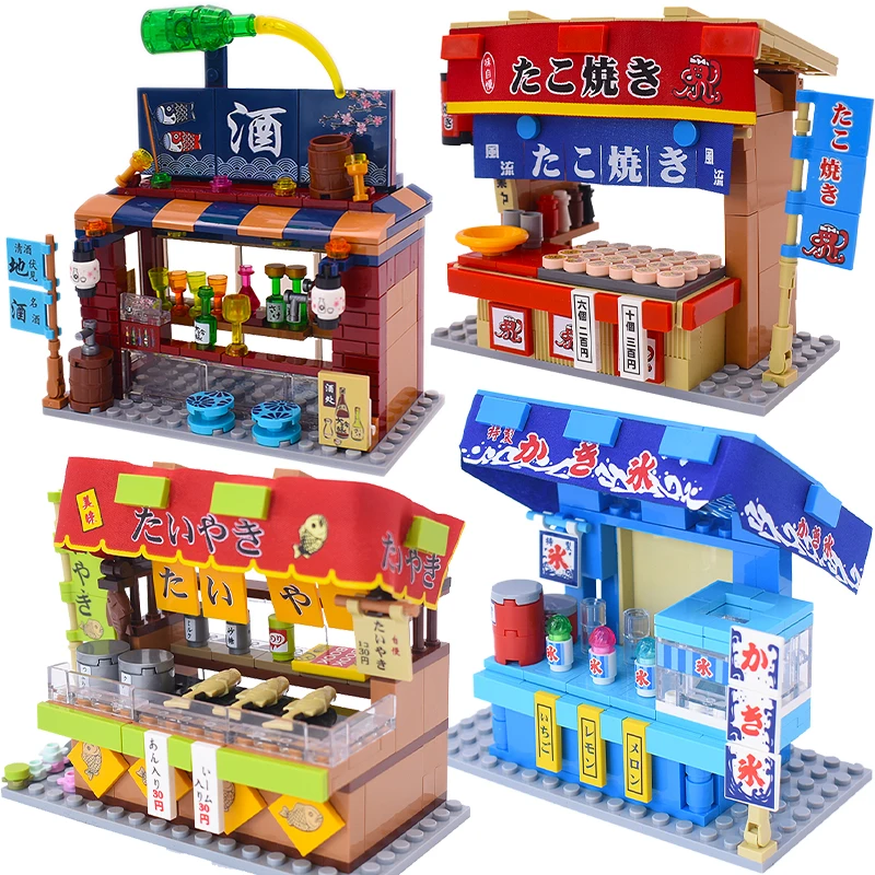 

Building Blocks City Street View Snack Bar House Model Creator Bistro Shop Restaurant Takoyaki Figures DIY Bricks kids Toys Gift