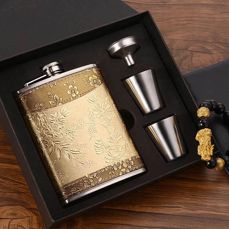 

Metal Portable Funnel Hip Flask Personalized Wine Bottle Men Gift Set Funnel Hip Stainless Steel Botella Household Items DG50HF