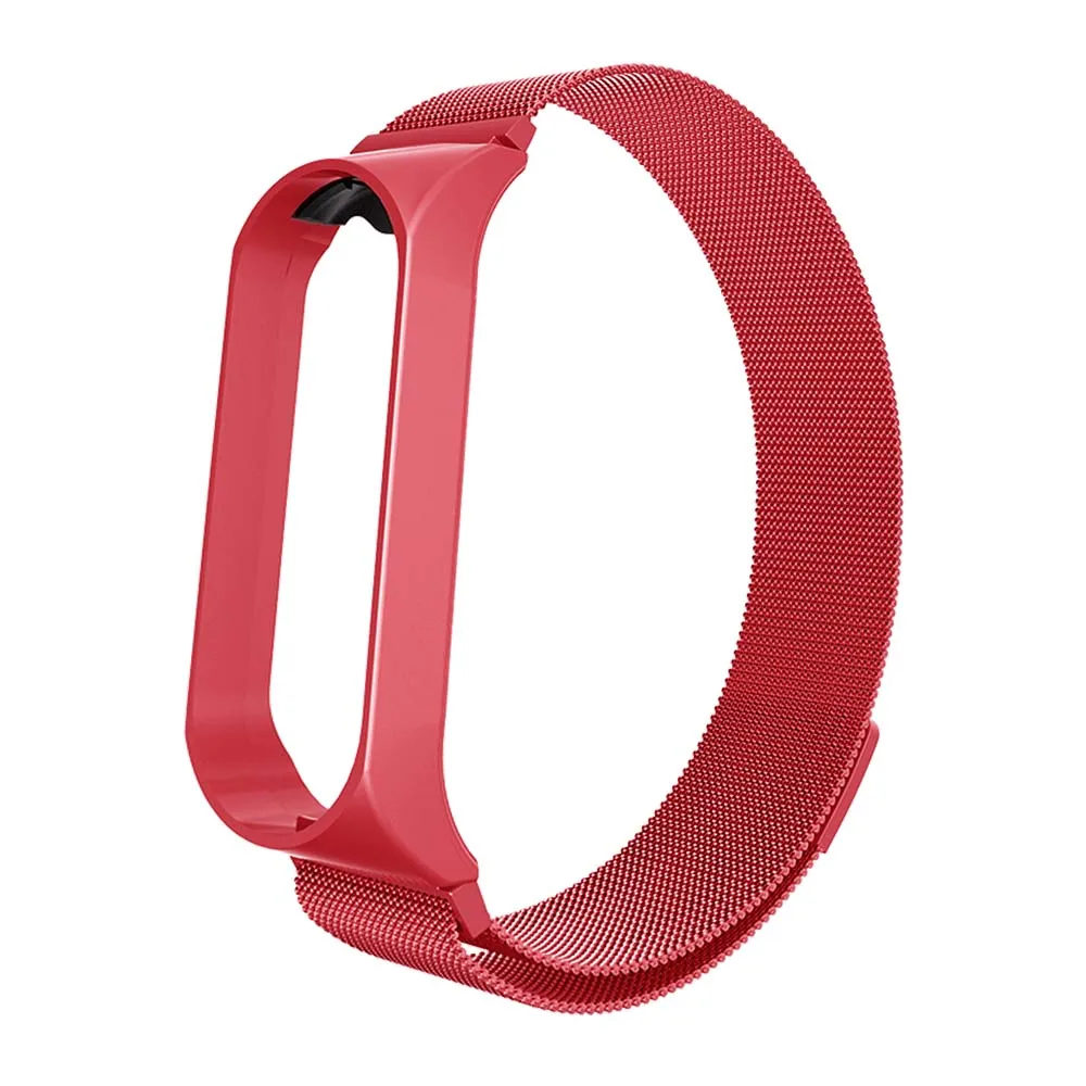 Rovtop ремешок для Xiaomi mi Band 4 ремешок для Xiaomi mi band 3 браслет для mi band 3 M3 M4 металлический Безвинтовой браслет из нержавеющей стали - Цвет: Magnet Red