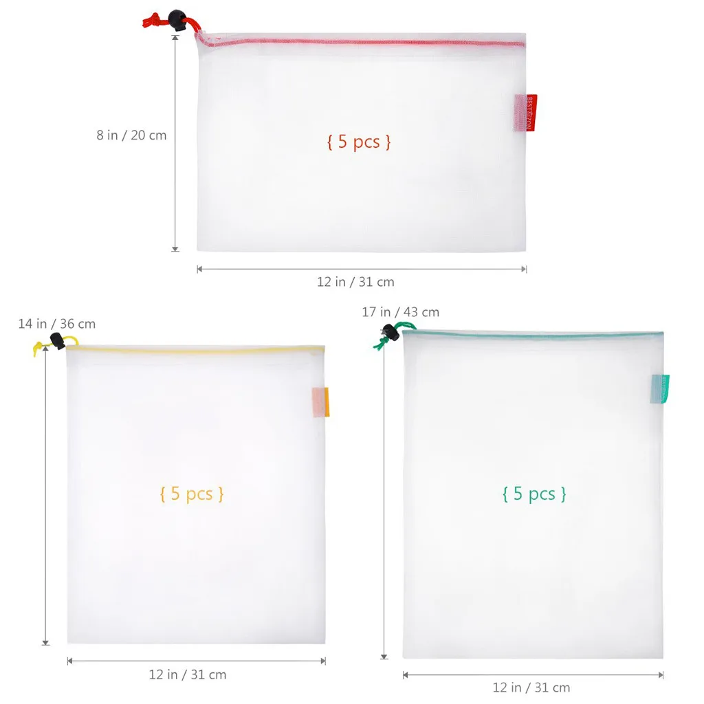

15Pcs Reusable Produce Bags Washable Eco Friendly Bag for Storage Fruit Vegetable