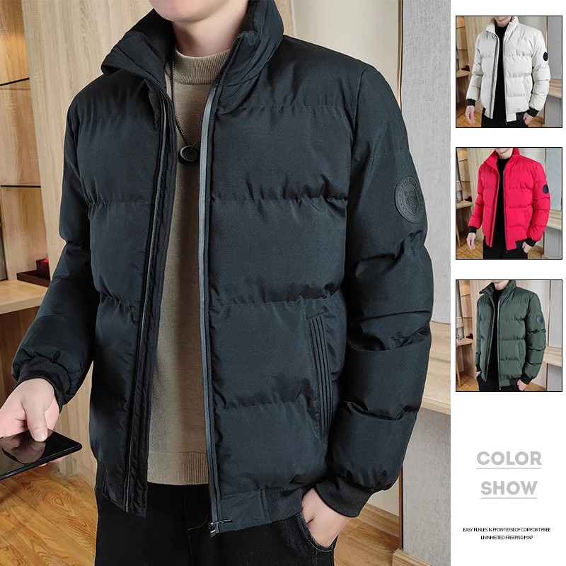 Fall/Winter Men's Parkas Winter Solid Color Jacket New Stand Collar Fashion Thicken Short Parkas Ice World Winter Coat