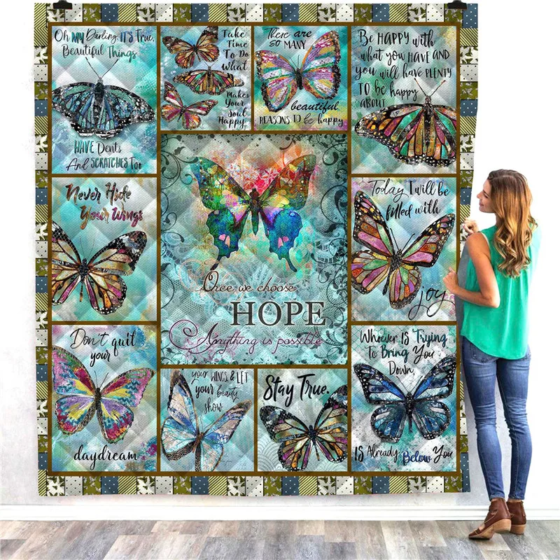 Одеяло с 3D принтом в виде бабочек красивое удобное летнее покрывало цветное