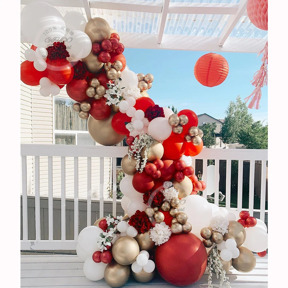 135 шт. рубиновые красные глянцевые жемчужные латексные воздушные шары зеркальные