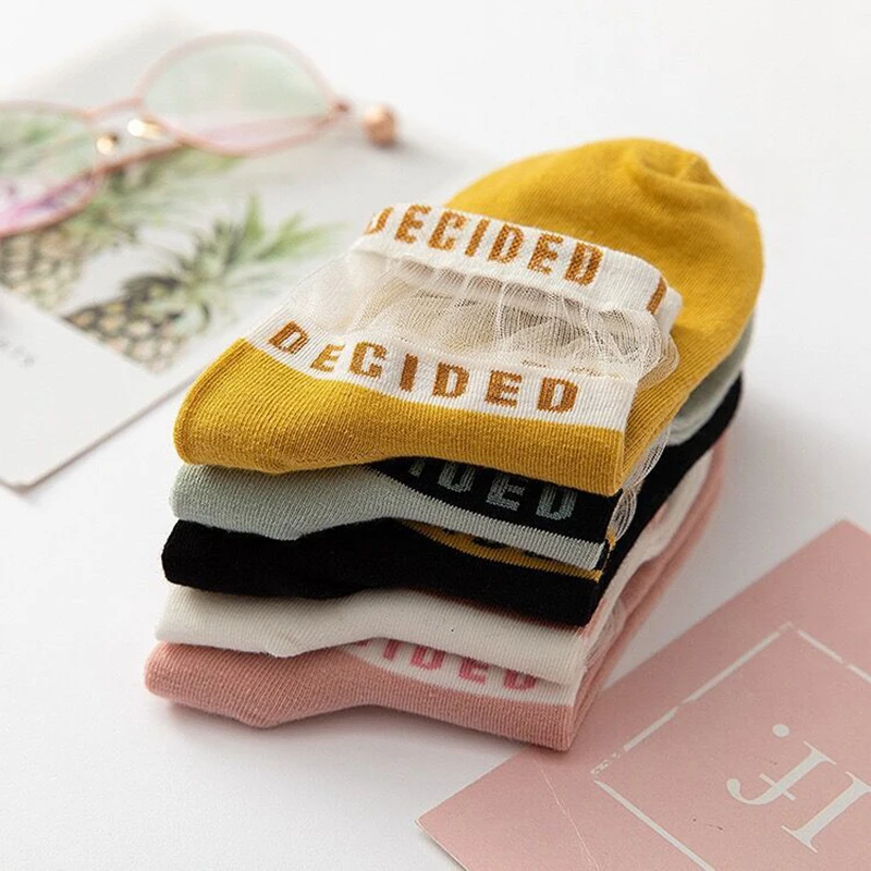 Носки женские ультратонкие дышащие с надписью | Женская одежда