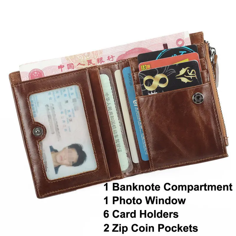 

RFID Secrid Real Leather Wallet For Teenager 2021 New Fashion Business Men Smart Wallet Oil Leather Walet Male Zipper Purse