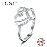 lgsy 100 genuine 925 sterling silver rings fashion fine jewelry rings for women jewelry engagement heart shapedl rings dr1056