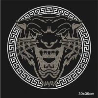 2pclot big tiger applique hot fix motif iron on crystal transfers design hot fix rhinestone designs iron on transfer patches