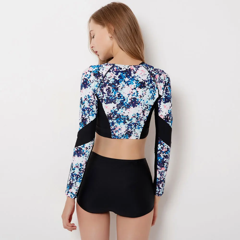 Женский комплект из трех предметов купальный костюм с высокими шортами защитой