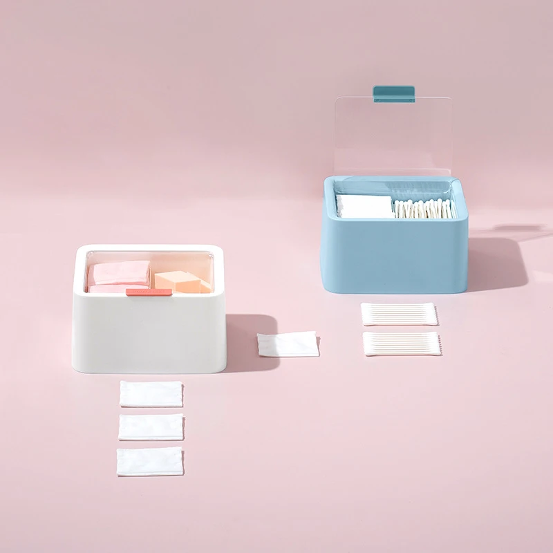 

JIUKNI 3 Colors Portable Creative Dustproof Cotton Bud Storage Box Makeup Cotton Container Beauty Blender Box For Bathroom