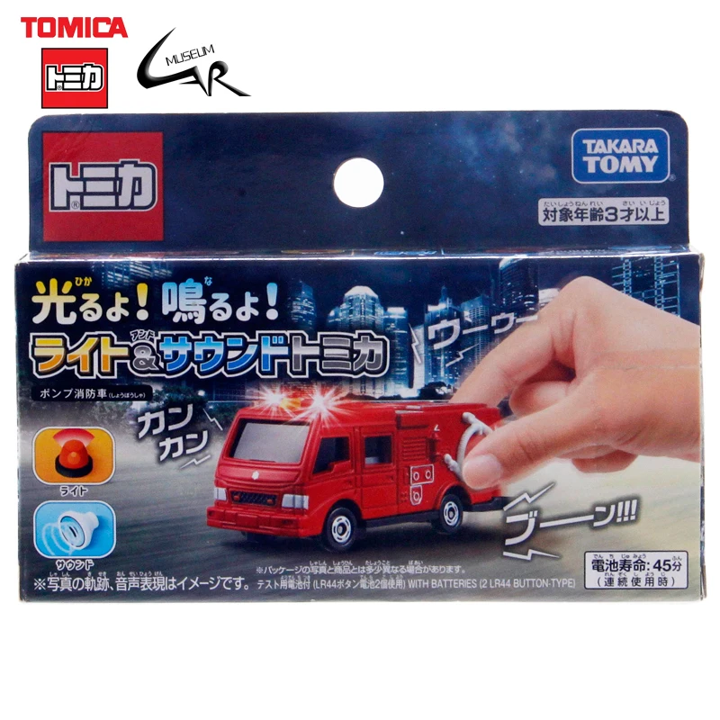 

Модель автомобиля Takara Tomy Tomica, литый под давлением, игрушки для мальчиков, подарок, звук двигателя, динамические битсветильник, телесные ощущ...