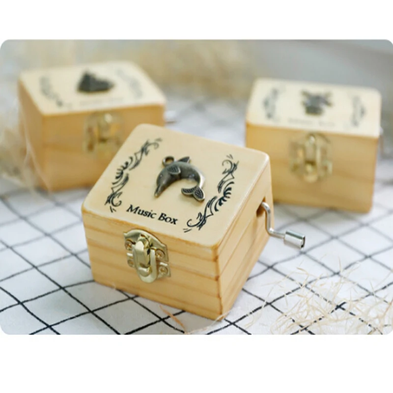 Деревянная старинная резная Музыкальная шкатулка с животными изображением неба