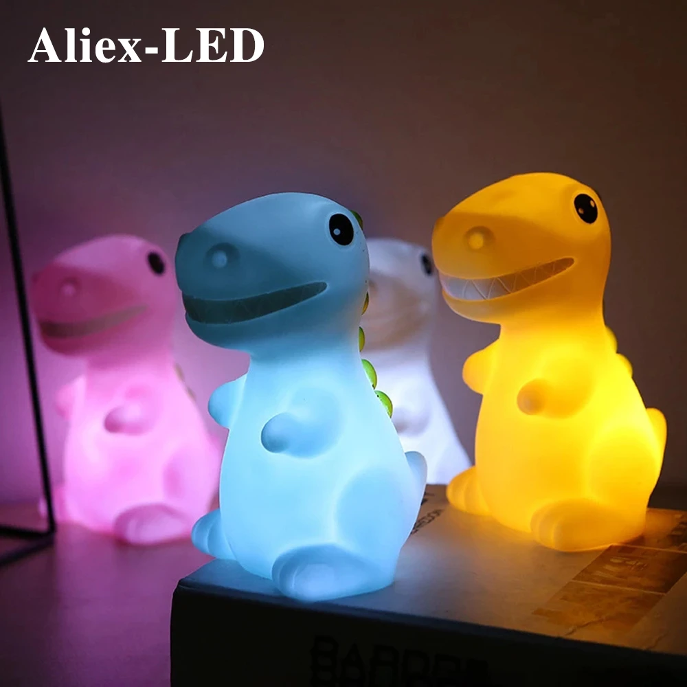 Светодиодный ночник с мультяшным динозавром настольная лампа мягкий милый