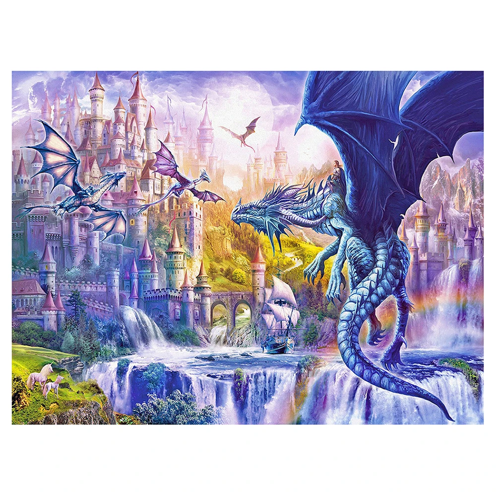

Diy 5d полная алмазная живопись Вышивка Животных квадратная круглая дрель замок Радуга Дракон мозаичная мебель Украшение хобби подарок