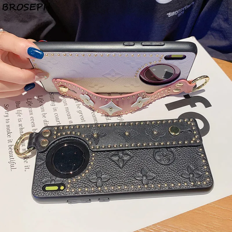 Кожаный чехол для телефона Huawei P20 P30 P40 Pro роскошный с ремешком Mate 20 30 20pro 30pro 20X Nova5