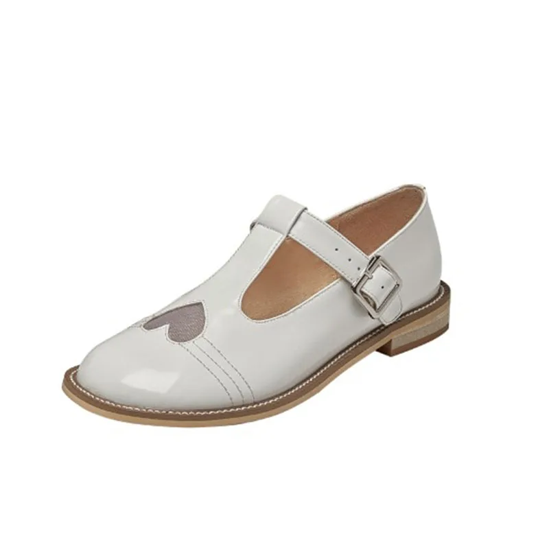 

MLJUESE 2021 Women Pumps Soft Cow leather Autumn Spring White Color T-strap Round toe Buckle Strap high heels pumps Size 43