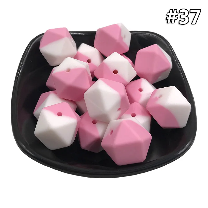 5PCS Beads 37 5 шт./компл. силиконовые шестигранные шарики 17 мм Силиконовые Шарики фитинг BPA бесплатно пищевого качества детские жевательные прорезыватели Прорезыватель Соска клип игрушка - Цвет: 5PCS Beads 37