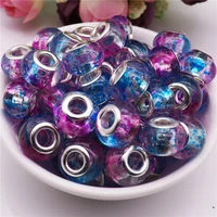 10pcs big hole flower painting spacer bead charms round core european spacer beads for diy jewelry making fit pandora bracelet