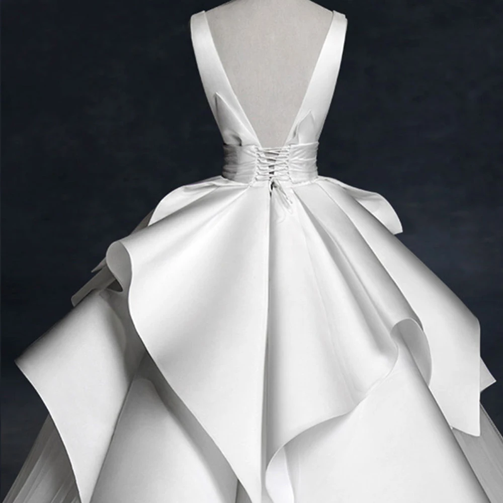 Robe De Mariee Новое поступление сексуальное сатиновое Тюлевое великолепное ТРАПЕЦИЕВИДНОЕ свадебное платье для невесты платье в китайском стиле Mariage