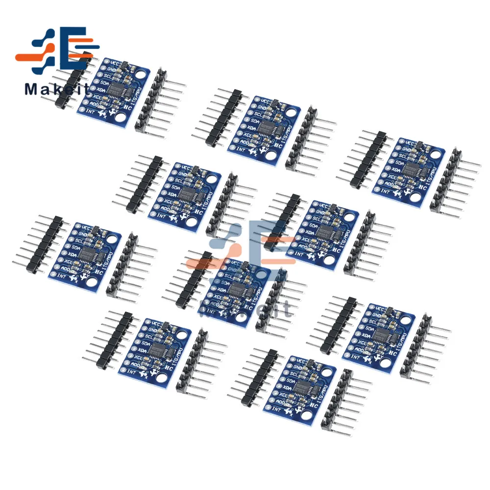 10 шт. GY521 GY 521 MPU6050 MPU 6050 IIC I2C интерфейс 3 Axis аналоговый гироскоп датчик акселерометр