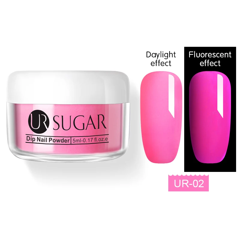 UR-02 Ur Sugar погружение флуоресцентная пудра Пыль неоновый дизайн для ногтей украшения без лампы вылеченные маникюрные ногти блеск Dip Kit 5 мл - Цвет: UR-02