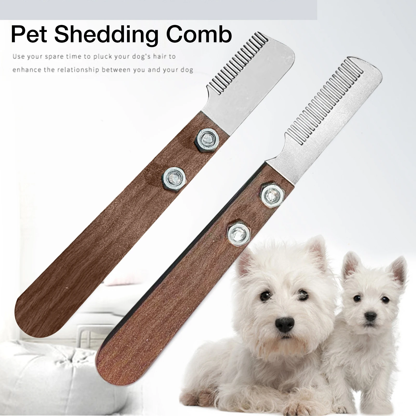

Professional Dog Comb Stainless Steel Wooden Handle Stripping Knife Pet Hair Remover Pluck Excess Undercoat Accessories Typical