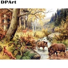 Алмазная живопись, полноразмернаякруглая вышивка, дикий кабан и лиса в ручье, 5D алмазная живопись, Набор для вышивки крестиком, зу444