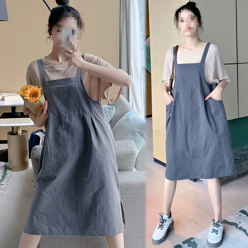 

Maternity Wear Summer Maternity Wear T-shirt + Strap Dress Two-piece Set