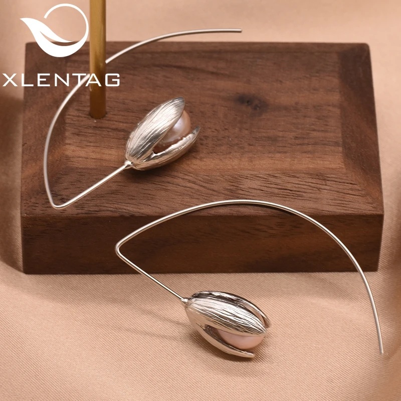 XlentAg натуральные пресноводные розовые жемчужные серьги подвески для дочери