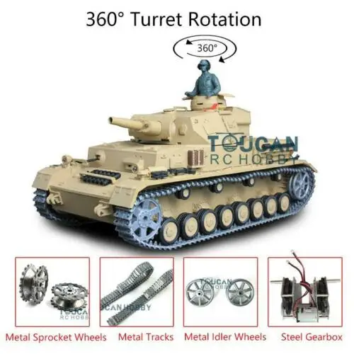 

US Stock 1/16 Scale Heng Long 6.0 Upgraded Panzer IV F RC Tank 3858 W/ 360 Turret TH12571-SMT4